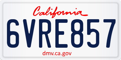CA license plate 6VRE857