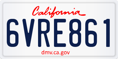 CA license plate 6VRE861