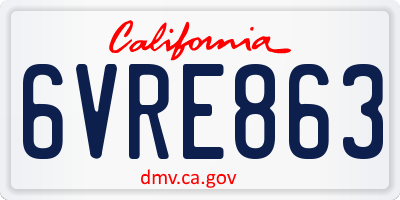 CA license plate 6VRE863