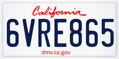 CA license plate 6VRE865