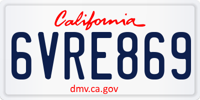 CA license plate 6VRE869