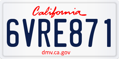 CA license plate 6VRE871