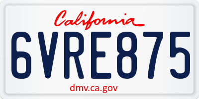 CA license plate 6VRE875