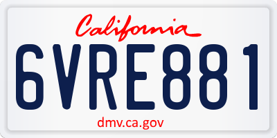 CA license plate 6VRE881