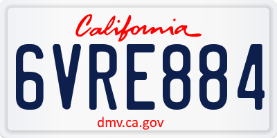 CA license plate 6VRE884