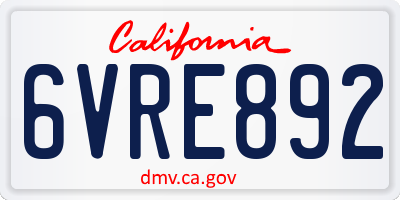 CA license plate 6VRE892