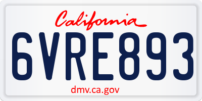 CA license plate 6VRE893
