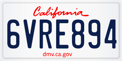CA license plate 6VRE894