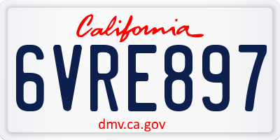 CA license plate 6VRE897