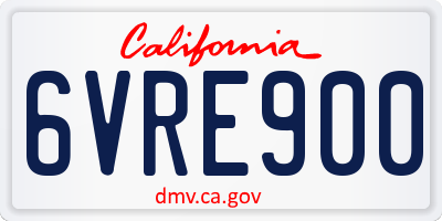 CA license plate 6VRE900