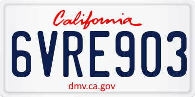 CA license plate 6VRE903
