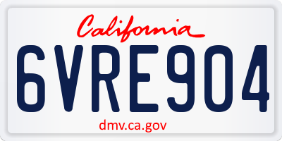 CA license plate 6VRE904