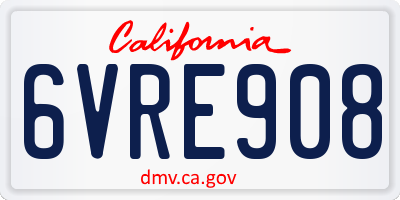 CA license plate 6VRE908