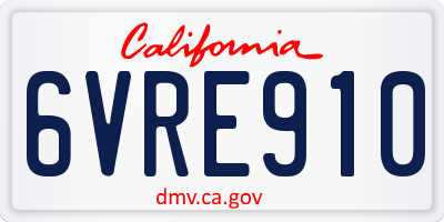 CA license plate 6VRE910