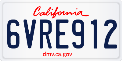 CA license plate 6VRE912