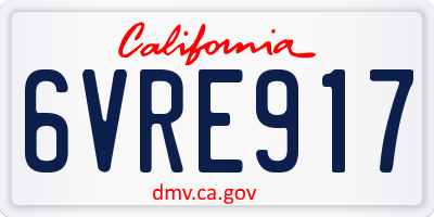 CA license plate 6VRE917