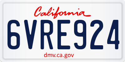 CA license plate 6VRE924