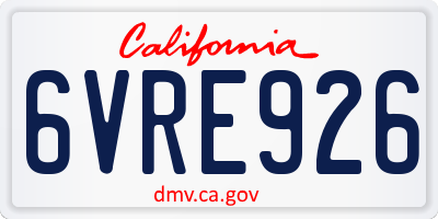 CA license plate 6VRE926