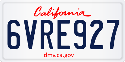 CA license plate 6VRE927