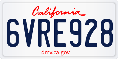 CA license plate 6VRE928