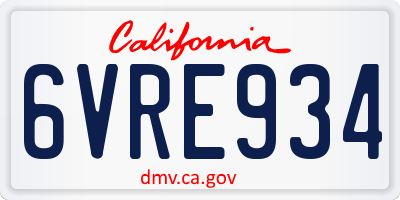 CA license plate 6VRE934