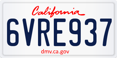CA license plate 6VRE937
