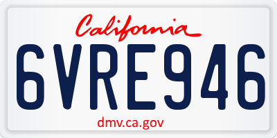 CA license plate 6VRE946