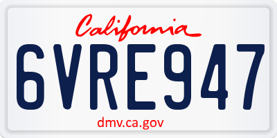 CA license plate 6VRE947