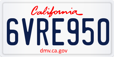 CA license plate 6VRE950