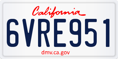 CA license plate 6VRE951