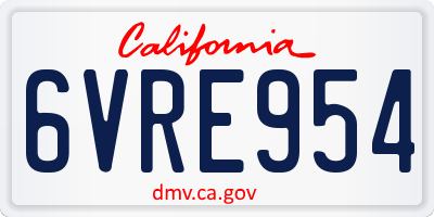 CA license plate 6VRE954