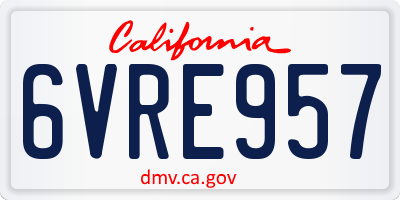 CA license plate 6VRE957