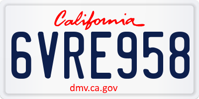CA license plate 6VRE958