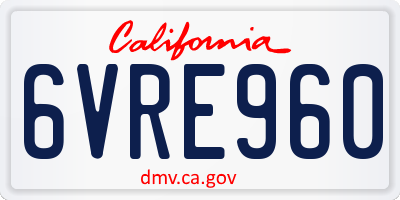 CA license plate 6VRE960