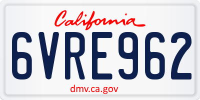 CA license plate 6VRE962