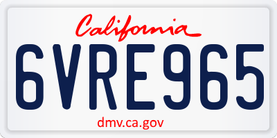 CA license plate 6VRE965