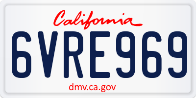 CA license plate 6VRE969