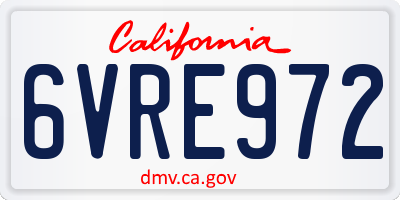 CA license plate 6VRE972