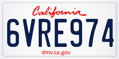 CA license plate 6VRE974