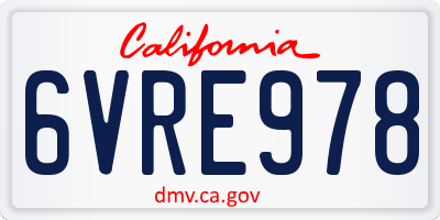 CA license plate 6VRE978