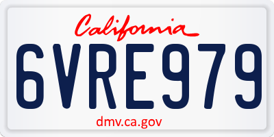 CA license plate 6VRE979