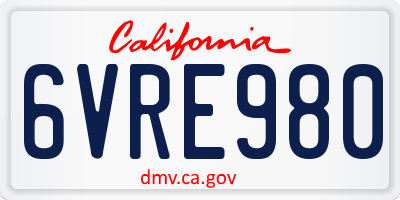 CA license plate 6VRE980