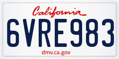 CA license plate 6VRE983