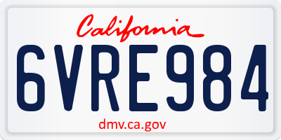 CA license plate 6VRE984