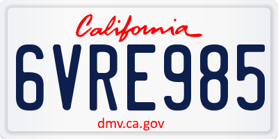 CA license plate 6VRE985