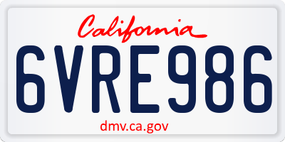 CA license plate 6VRE986