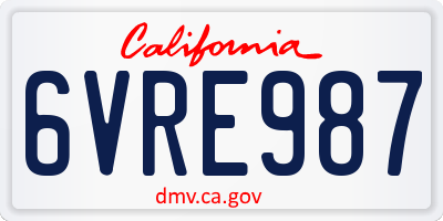 CA license plate 6VRE987