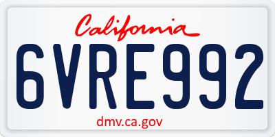 CA license plate 6VRE992