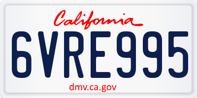 CA license plate 6VRE995