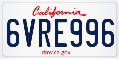 CA license plate 6VRE996